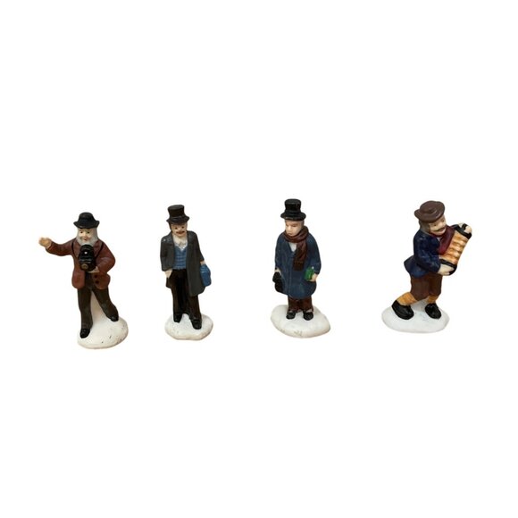 Vintage Christmas Village Figures Ceramic Hand-Painted Victorian Men Accessories - Picture 1 of 8